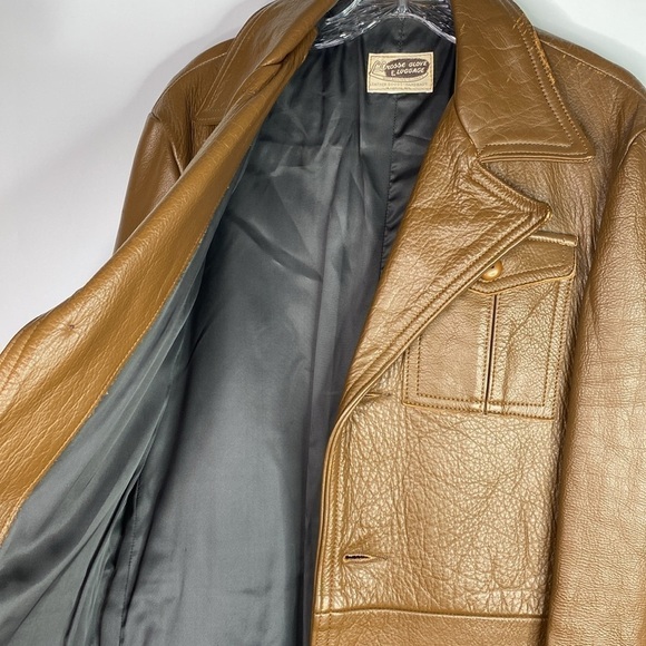 Vintage Lacrosse Glove & Leather Heavy Brown Belted Jacket Men's Small 70s - Picture 6 of 15